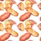 Seamless pattern of sweet potatoes watercolor illustration isolated.