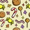 Seamless pattern sweet things and worm