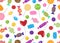 Seamless pattern of sweets and candies icon