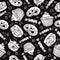 Seamless pattern with sweets and desserts. Black background