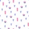seamless pattern of sweets in watercolor for valentine's day design, pink ice cream and cupcake with heart, gentle romantic