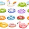 Seamless pattern. Swim rings set. Inflatable rubber toy. Swimming circles with different textures and shapes. Flat vector
