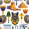 Seamless pattern of a symbols of the ancient Egypt