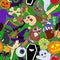 Seamless pattern with symbols of holiday halloween. Vector illustration