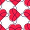 Seamless pattern with symbols of polyamory. Ornament from hearts and infinity sign. Some red hearts. Symbols of love and