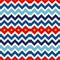 Seamless pattern with symmetric geometric ornament. Chevron zigzag bright colors horizontal lines abstract background.