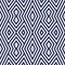 Seamless pattern with symmetric geometric ornament. Striped navy blue abstract background. Repeated triangles wallpaper.