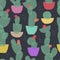 seamless pattern of tall long cactus from geometric shapes