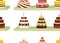 Seamless pattern with tasty cakes with cream for birthdays, weddings, anniversaries and other celebrations.