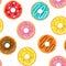 Seamless pattern with tasty doughnuts