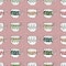 Seamless pattern with teacups drawing