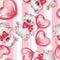 Seamless pattern with Teddy Bear and balloons. Valentines Day.