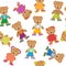 Seamless pattern with teddy bears on white background