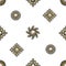 Seamless pattern from textile embroidered patches with sequins, beads and pearls. Vector illustration.