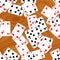 Seamless pattern texture background playing cards irregularly scattered on the woody table