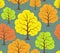 Seamless pattern texture backgrund with stylized colorful autumn fall trees