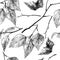 Seamless pattern texture with birch branches and leaves