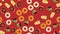 Seamless pattern, texture  donuts of hot sugary caramel chocolate and a cup of hot quick strong morning coffee