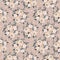 Seamless pattern texture with floral bouquet beige background.