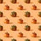Seamless pattern of Thanksgiving day or Halloween pumpkin on orange background.