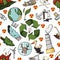 Seamless pattern on the theme of ecology the pollution of the ea