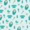 Seamless pattern with things for newborn baby boy