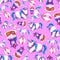 Seamless pattern with three cute unicorns