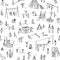 Seamless pattern with tiny children at the playground