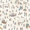 Seamless pattern with tiny children at the playground
