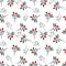 Seamless pattern with tiny flower branches with leaves in watercolor style on white background