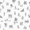 Seamless pattern of tiny pedestrians walking in winter through the city