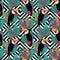 Seamless pattern with Toco toucan bird and tropical leaves