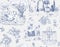 seamless pattern Toile de Jouy. French provence wallpaper. Digital paper provence style.