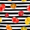 Seamless pattern with tomato. Set of different kinds of tomatoes: orange and red colors. Simple painting sketch