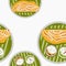 Seamless Pattern of Top View Masala Dosa on Plate Vector Illustration