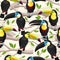 Seamless pattern with toucans and tree branches