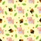 Seamless pattern with toy baby pig