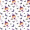 Seamless pattern with traditional characters of Halloween