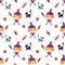 Seamless pattern with traditional characters of Halloween