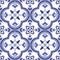 Seamless pattern. Traditional ornate portuguese tiles azulejos. Vector illustration.