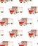 Seamless pattern transport and logistic of lorry truck with red cab and gray bodywork