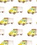 Seamless pattern transport and logistic of watercolor medium truck with brown body and yellow cabin