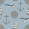 Seamless pattern on the travel theme in vintage style