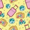 Seamless pattern with traveling things. Travel background pattern. Vector