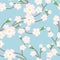 Seamless pattern with tree blossoming brunch