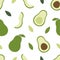 Seamless pattern of trendy avocado for print, fabric in flat style