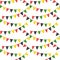 Seamless pattern triangular colorful flags garland red green black yellow. Kwanzaa. Black history month. Hand drawn