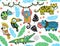 Seamless pattern with tropical animals