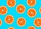 Seamless pattern with tropical citrus fruits sliced. Decorative ornament
