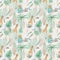 Seamless pattern Tropical design plants palm leaves giraffe pampas Watercolor illustration Safari print for Wallpaper